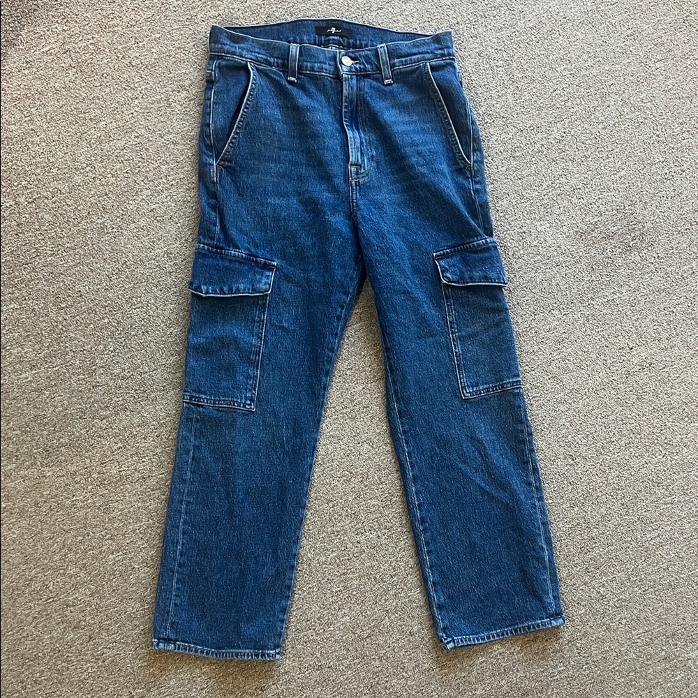 7 For All Mankind Dark Blue Cargo Pants Jeans size 27